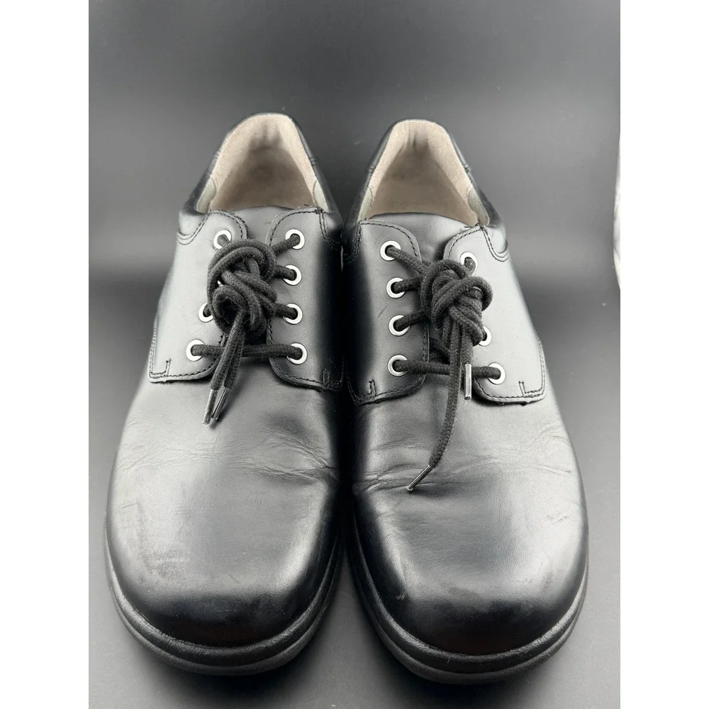 Dansko Walker: Black Leather, Slip Resistant Oxford Shoes, Mens Size 44/10.5-11